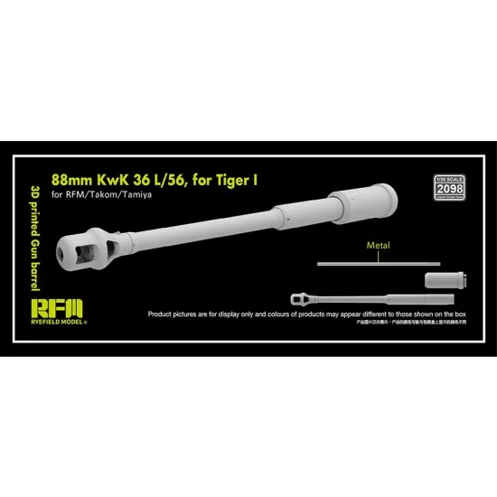 Rye Field Model 2098 1/35 Tiger I Gun Barrel 88mm KwK 36 L/56 for Rye Field/Takom/Tamiya kit - Military Vehicles & Tanks