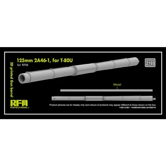 Rye Field Model 2103 1/35 T-80U Gun Barrel 125mm 2A46-1 for Rye Field Model