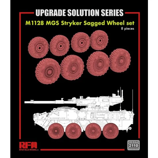 Rye Field Model 2110 1/35 M1128 MGS Stryker Sagged Wheel set (8pcs) - Military Vehicles & Tanks
