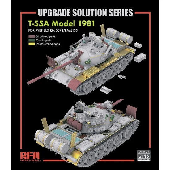 Rye Field Model 2115 1/35 T-55A Tank 1981 Super Detail Upgrade Set for RM-5098/5155