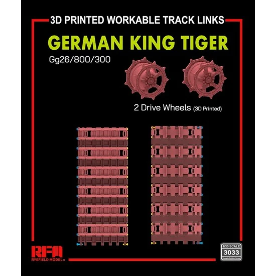 Rye Field Model 3033 1/35 GG26/800/300 Workable Tracks with Drive Wheels for King Tiger series (3D printed) - Military Vehicles & Tanks