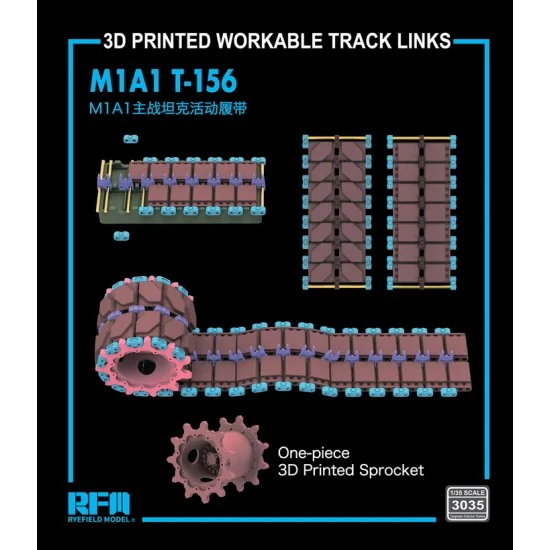 Rye Field Model 3035 1/35 T-156 M1/M1A1 3D Printed Tracks with Drive Sprockets