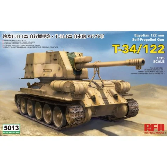 Rye Field Model 5013 1/35 Egyptian Army T-34/122 w/Full Interior