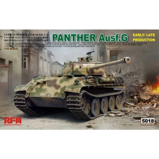 Rye Field Model 5018 1/35 German Medium Tank SdKfz.171 Panther Ausf.G Early/Late - Military Vehicles & Tanks