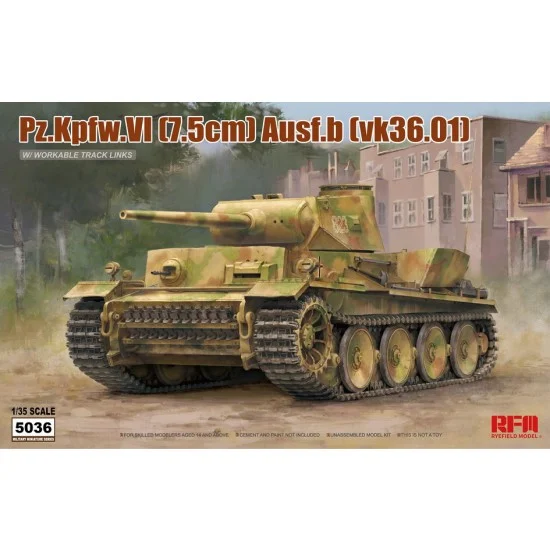 Rye Field Model 5036 1/35 PzKpfw. VI 7.5cm Ausf.B (vk36.1) w/Workable Tracks - Military Vehicles & Tanks