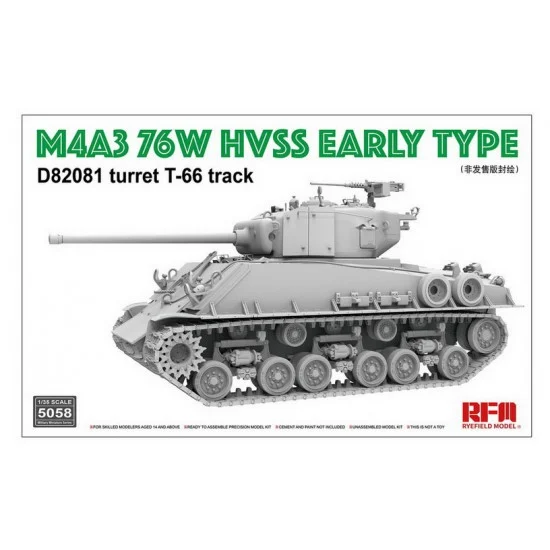 Rye Field Model 5058 1/35 M4A3 76W HVSS Early Type w/D82081 Turret T-66 Track