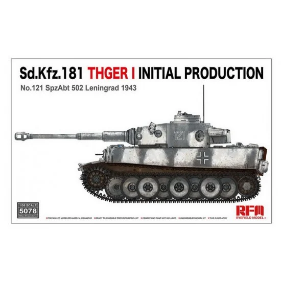Rye Field Model 5078 1/35 SdKfz.181 Tiger I Initial No.121 SpzAbt 502 Leningrad 1943 w/Workable Track Links - Military Vehicles & Tanks