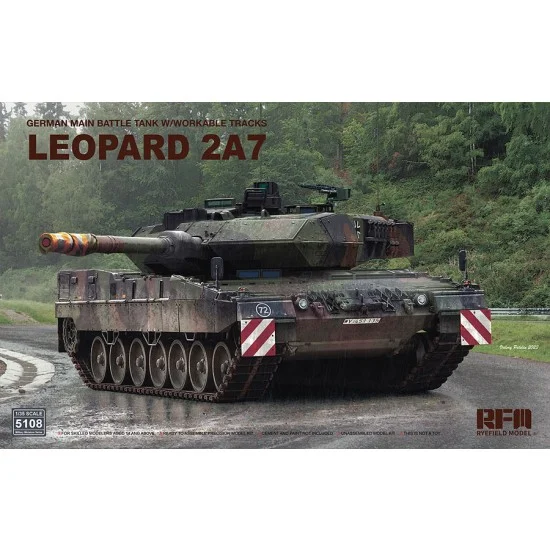 Rye Field Model 5108 1/35 German Leopard 2A7 Main Battle Tank with Workable Tracks - Military Vehicles & Tanks
