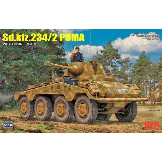 Rye Field Model 5110 1/35 SdKfz.234/2 Puma with Engine Parts - Military Vehicles & Tanks