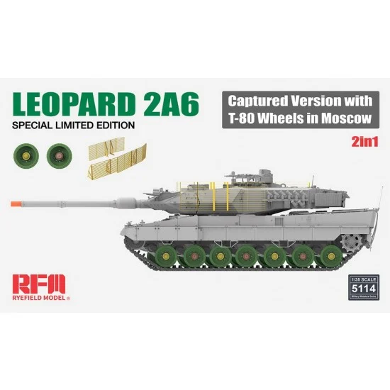 Rye Field Model 5114 1/35 Leopard 2A6 Captured Version with T-80 Wheels in Moscow [Special Limited Edition]