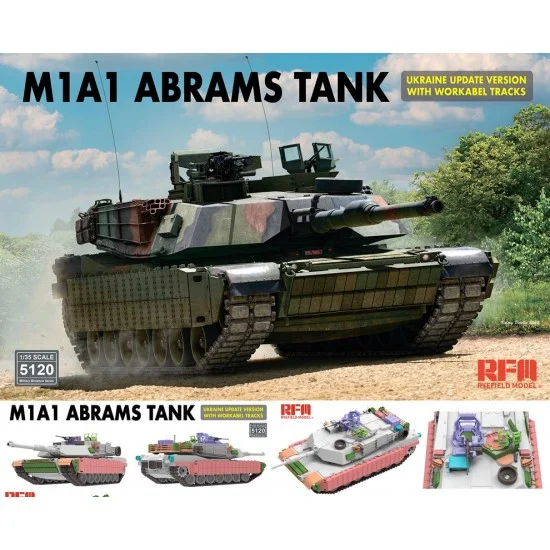 Rye Field Model 5120 1/35 M1A1 Abrams Tank Ukraine Update Version with Workabel Tracks - Military Vehicles & Tanks