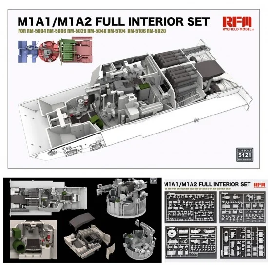 Rye Field Model 5121 1/35 M1A1/M1A2 Abrams Tank Interior Detail Set for Rye Field Model - Military Vehicles & Tanks