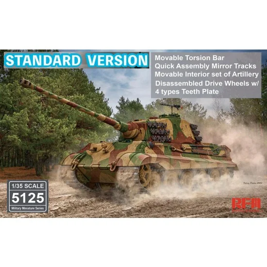 Rye Field Model 5125 1/35 SdKfz.182 Tiger Ausf.B King Tiger (Henschel Turret) [Standard Version] - Military Vehicles & Tanks