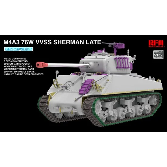Rye Field Model 5132 1/35 M4A3 76W VVSS Sherman Late [Standard Version] - Military Vehicles & Tanks