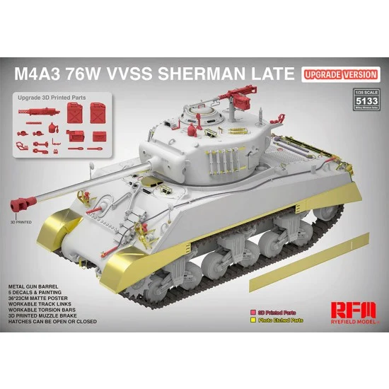Rye Field Model 5133 1/35 M4A3 76W VVSS Sherman Late [Upgrade Version] - Military Vehicles & Tanks
