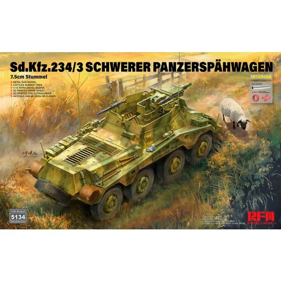 Rye Field Model 5134 1/35 SdKfz.234/3 Schwerer Panzerspahwagen 7.5cm Stummel - Military Vehicles & Tanks