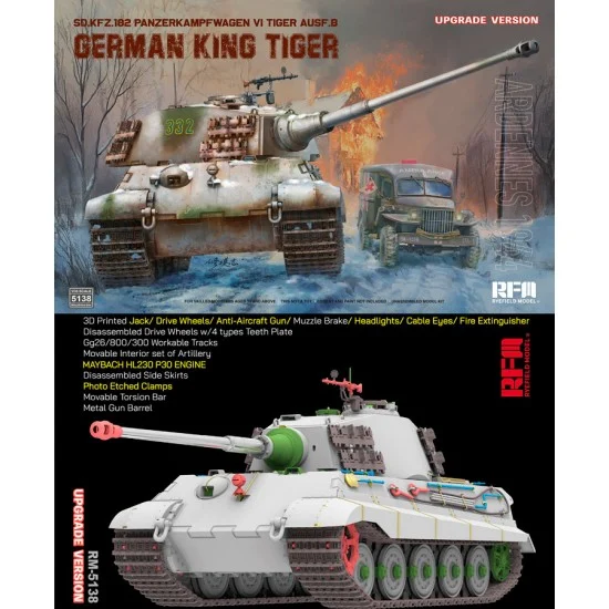 Rye Field Model 5138 1/35 King Tiger SdKfz.182 Panzerkampfwagen VI Ausf.B, Ardennes 1944 (Upgrade Version) - Military Vehicles & Tanks