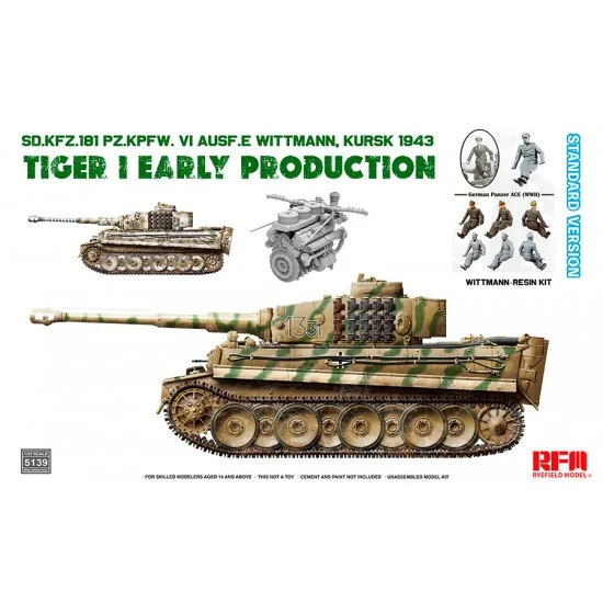 Rye Field Model 5139 1/35 SdKfz.181 Tiger I Early Kursk 1943 with Wittmann [Standard Version] - Military Vehicles & Tanks