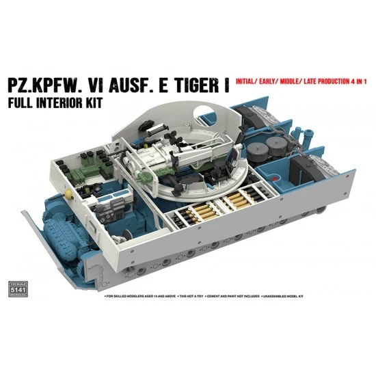 Rye Field Model 5141 1/35 Tiger I Full Interior Conversion Set: Initial/ Early/ Middle/ Late (4in1) - Military Vehicles & Tanks