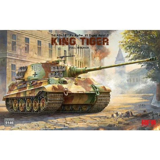 Rye Field Model 5146 1/35 SdKfz.182 PzKpfw. VI Tiger Ausf.B King Tiger with Full Interior - Military Vehicles & Tanks