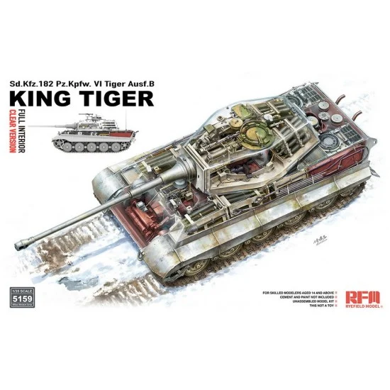 Rye Field Model 5159 1/35 SdKfz.182 Pz.Kpfw. VI Tiger Ausf.B ''King Tiger'' Clear Version with Full Interior - Military Vehicles & Tanks