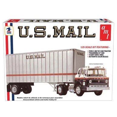 Ford C600 US Mail Truck w/USPS Trailer 1/25 Scale Kit - AMT