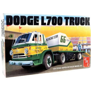 1966 Dodge L700 Truck w/Flatbed Racing Trailer 1/25 Kit - AMT