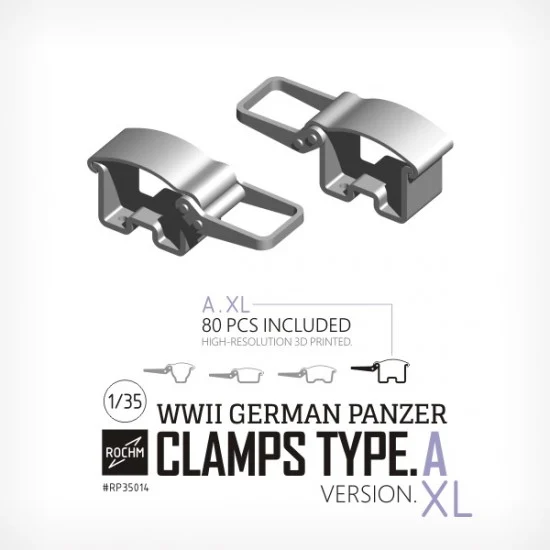 ROCHM RP35014 1/35 WWII German Panzer Clamps Type.A Ver.XL (80pcs) - Military Vehicles & Tanks