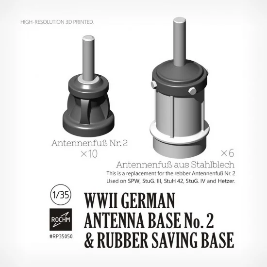 ROCHM RP35050 1/35 WWII German Antenna Base No.2 & Rubber Saving Base - Military Vehicles & Tanks