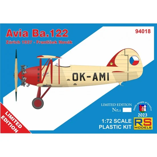 RS Models 94018 1/72 Avia Ba.122, Zurich 1937 - Model Planes