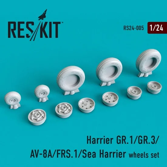 Reskit RS24-0005 1/24 Hawker Siddeley Harrier GR.1/GR.3/AV-8A/FRS.1/Sea Harrier Wheels set for Airfix kits