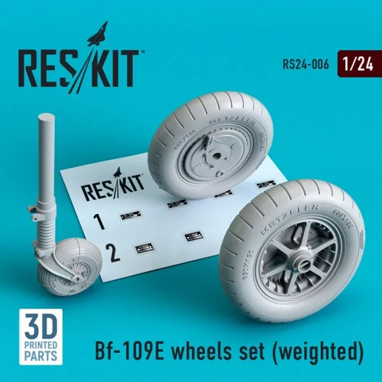 Reskit RS24-0006 1/24 Messerschmitt Bf-109E Wheels set (weighted) for Airfix/MPC kits