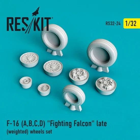 Reskit RS32-0024 1/32 F-16A/B/C/D Fighting Falcon Late (weighted) Wheels for AFV Club/Revell/Hasegawa