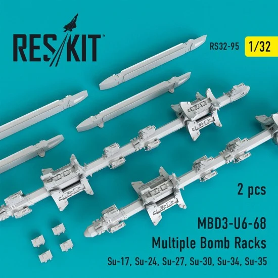 Reskit RS32-0095 1/32 MBD3-U6-68 Multiple Bomb Racks (2pcs) for Trumpeter Su-17/24/27/30/34/35 kits