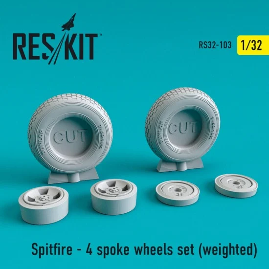 Reskit RS32-0103 1/32 Spitfire 4 Spoke Wheels (weighted) for Hasegawa/HobbyBoss/Revell/Tamiya kits