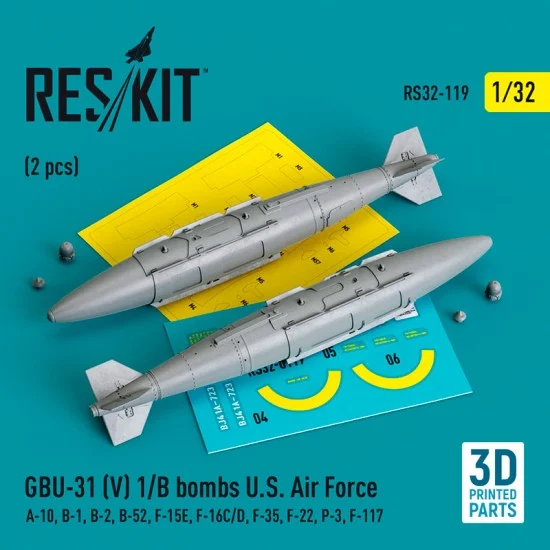 Reskit RS32-0119 1/32 GBU 31 Bomb (2pcs) for Trumpeter/Revell/Tamiya/Hasegawa/AFV Club kits