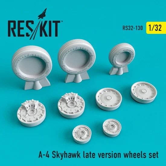 Reskit RS32-0130 1/32 Douglas A-4 Skyhawk Late Version Wheels set for Trumpeter/Hasegawa kits
