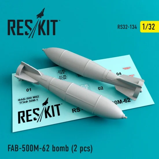 Reskit RS32-0134 1/32 FAB-500 M-62 Bomb (2pcs) for Trumpeter Su-17/22/24/25/30/34 kits