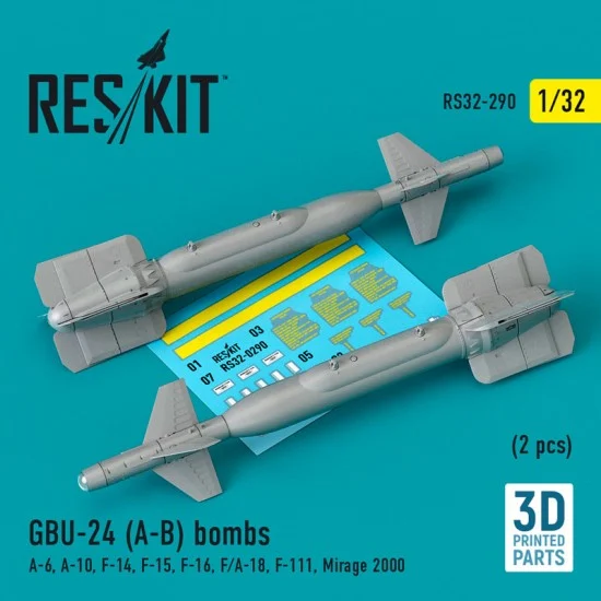 Reskit RS32-0290 1/32 GBU-24 (A-B) Bomb (2pcs) for A-6/10, F-14/15/16, F/A-18, F-111, Mirage 2000