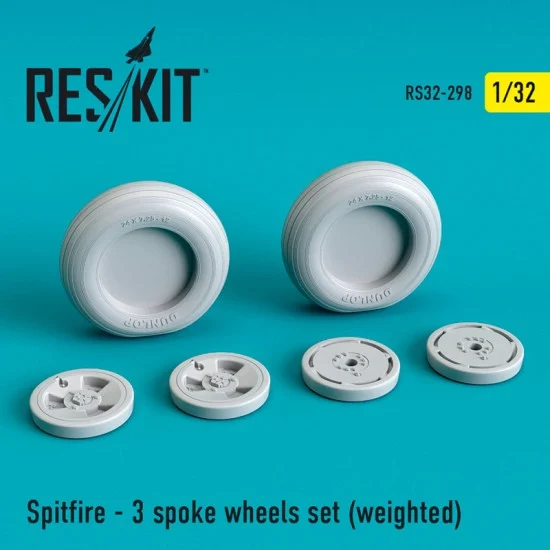 Reskit RS32-0298 1/32 Spitfire 3 Spoke Wheels set (weighted) for Hasegawa/Hobby Boss/Revell/Tamiya kits