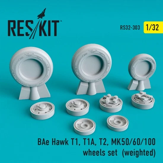 Reskit RS32-0303 1/32 BAe Hawk T1, T1A, T2, MK50/60/100 Wheels set (weighted) for Revell kits