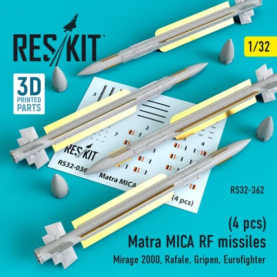 Reskit RS32-0362 1/32 Mirage 2000/III/Rafale/Harrier/Jaguar Matra MICA RF Missiles (4pcs)