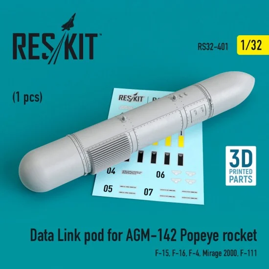 Reskit RS32-0401 1/32 Data Link Pod for AGM-142 Popeye Rocket (F-15, F-16, F-4, Mirage 2000, F-111)
