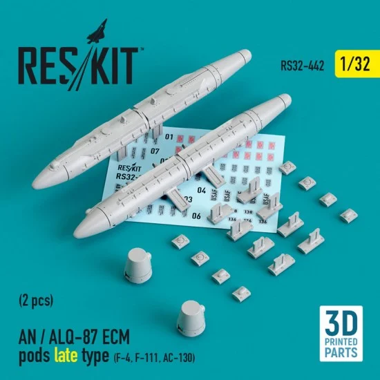 Reskit RS32-0442 1/32 AN / ALQ-87 ECM Pods Late Type (2pcs) for F-4, F-111, AC-130 (3D Printing)