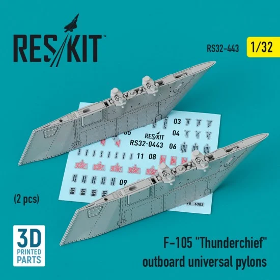 Reskit RS32-0443 1/32 F-105 Thunderchief Outboard universal Pylons (2pcs, 3D Printing)