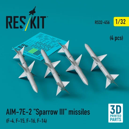 Reskit RS32-0456 1/32 AIM-7E-2 Sparrow III Missiles (4pcs) for F-4, F-15, F-16, F-14