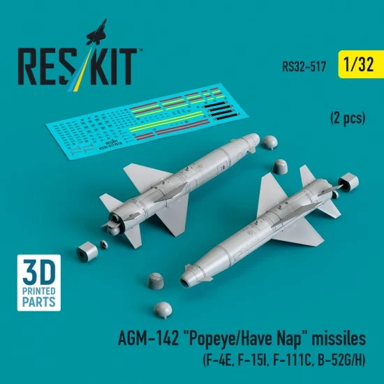 Reskit RS32-0517 1/32 AGM-142 (A/B/C/D) Popeye/Have Nap Missiles for F-4E/F-15I/F-111C/B-52G/H