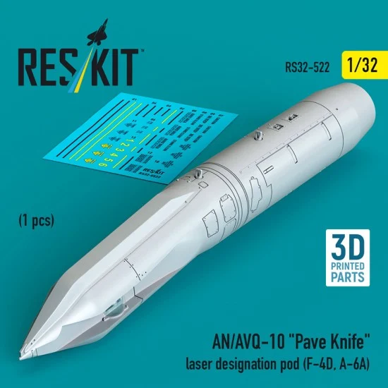 Reskit 32-0522 1/32 AN/AVQ-10 Pave Knife Laser Designation Pod (1pc) for F-4D/A-6A