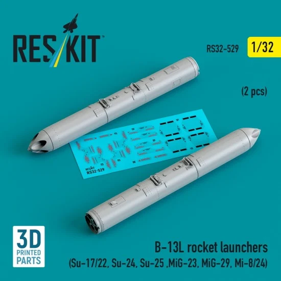 Reskit RS32-0529 1/32 B-13L Rocket Launchers for Su-17/22/Su-24/Su-25 ,MiG-23/MiG-29/Mi-8/24