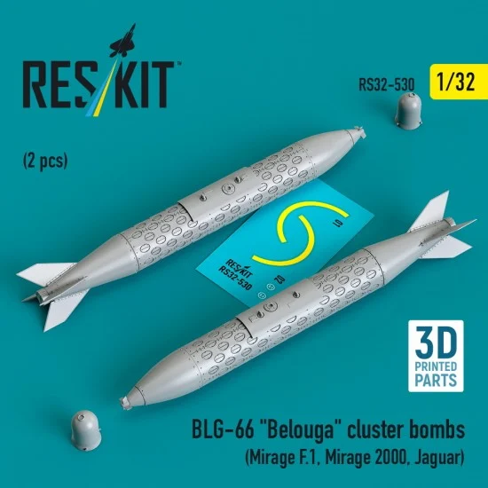 Reskit RS32-0530 1/32 BLG-66 Belouga Cluster Bombs (2pcs) for Mirage F.1, Mirage 2000, Jaguar